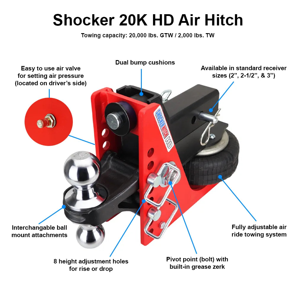 Shocker 20K HD Air Drop Hitch with Combo Ball