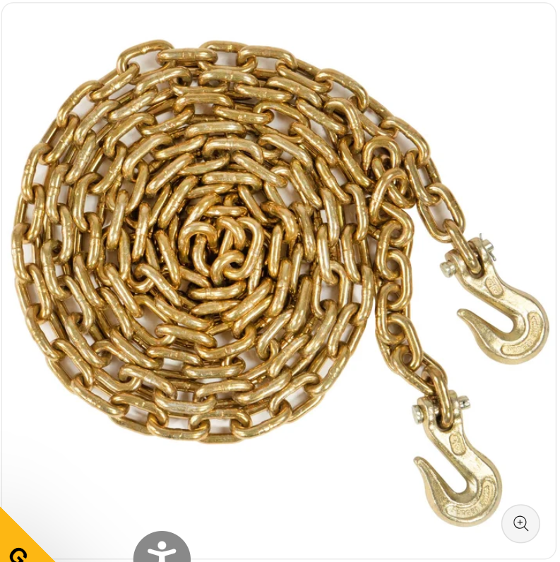 3/8" X 10' Grade 70 Transport Chain with Clevis Grab Hooks