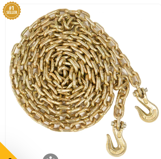 3/8" x 20' Grade 70 Transport Chain with Clevis Grab Hooks