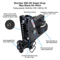 Shocker 20K Max Air Super Drop Hitch - Fits 2" Hitch, Chrome Combo 2" & 2-5/16" Balls